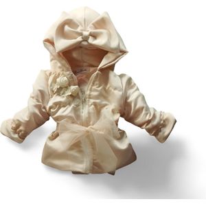 Maat 92 kinderjas Zomerjas creme glitter bloemen baby en kind Jas glitter kinderjas strik