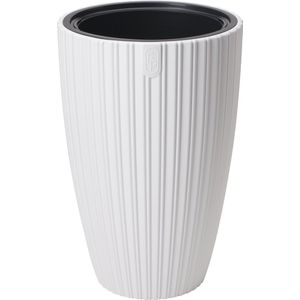 Form Plastic Plantenpot/bloempot Mika - kunststof - wit - D30 x H48 cm - met binnenpot - rond