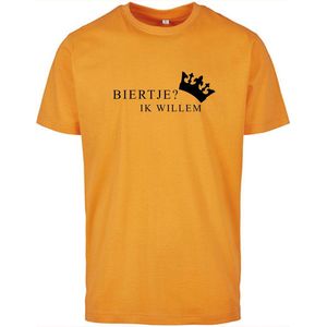 T-shirt Heren Biertje - Maat L - Oranje - Zwart - Heren shirt korte mouw met tekst