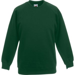 Fruit Of The Loom Kind/ Kinderen Unisex Raglan Mouwen Sweatshirt (Bottle Groen)