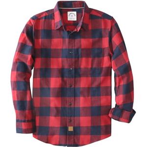 Flanellen overhemd voor heren van 100% katoen - Casual shirt met lange mouwen en Schotse ruit