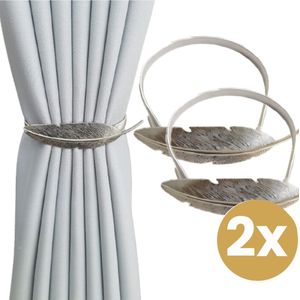 Home2go Gordijn Embrasse - raamdecoratieaccessoires - Gordijnhouder - Gordijn hanger - Gordijn Accessoires - Zilver Bladvorm - 45 cm 2 Stuks