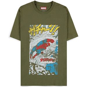 Marvel Spider-Man T-shirt – Retro Japanse Comic Print – Groen Unisex Shirt S
