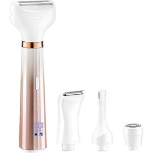 Portable Rechargeable 4 in 1 Women's Razors Set - Trimmer for Bikini, Eyebrow, Face, Arm, Leg, Underarm - IPX5 Full Body Waterproof