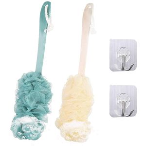 Lichaamsborstel set - exfoliërend - 2 stuks - blauw en beige - PE materiaal