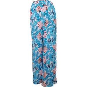 Dames - Zomerbroek - Broek - Yoga Broek - Strand broek - Dames - Wide Leg - Comfort - Elastische Band - Kleur Blauw/Wit/Zalm/Groen - Maat 48-50