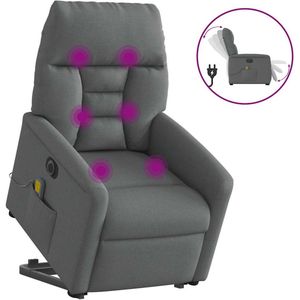 vidaXL Sta-op Massagestoel - Donkergrijs - Stof - Elektrisch Verstelbaar