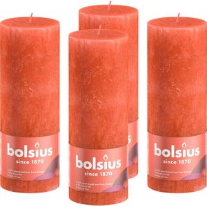 Bolsius - Rustieke Kaars - 4 Stuks - Oranje - 19cm