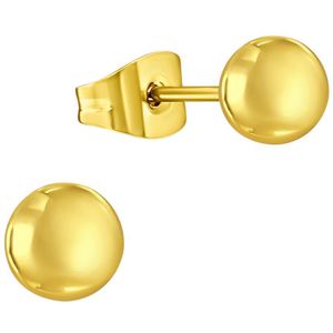 Aramat Jewels Oorbellen - Bolletjes oorbellen – Goudkleur – 5mm - Roestvrij staal - Mannen - Kinderen - [5mm]