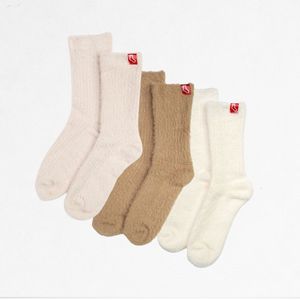 Footsie Cozy socks - Sokken set Dames - Zachte sokken voor vrouwen - 3 Pack - Beige, bruin en roze