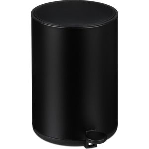 Relaxdays badkamer afvalbakje - 5 l - softclose - toilet - uitneembare emmer - zwart