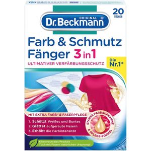 Dr. Beckmann Kleur- en vuilvanger, 3-in-1, kleurvangdoeken voor ultieme bescherming tegen verkleuring, met extra kleur- en vezelverzorging, 20 doeken