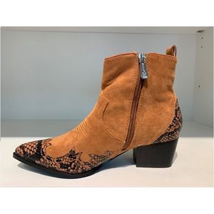 Enkellaars met Snakeprint - Cognac - Maat 40