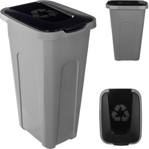 KADAX - Vuilnisemmer - Zwart - 30 Liter - Robuuste Afvalcontainer met Luchtdicht Klapdeksel