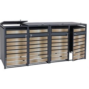 XL 4/8-persoons vuilnisbak deksel MCW-J81, vuilnisbak metaal 118kg antraciet ~ goud