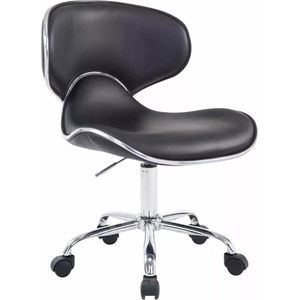 In And OutdoorMatch Werkkruk Una - Zwart - Op wielen - Kunstleer - Ergonomische bureaustoel - Voor volwassenen - In hoogte verstelbaar