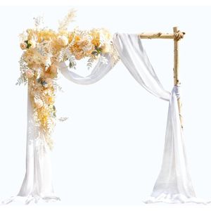 Bruiloft dwarsbehang vrije hand decoratie voor bruiloftsboog & trouwboog hemelbed gordijnen gordijn voor raamdecoratie van chiffon stof (wit)