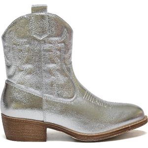 Smile Favorites® Meisjes Cowboylaarzen met Hak Kort - Zilver - Imitatieleer - Maat 34 -