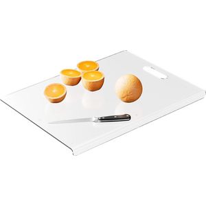 Snijplank van acryl met tegenoverliggende lip - 5 mm dikke antislip transparante snijplank met handvat, keukensnijplanken voor brood, fruit, groenten (48 x 37 cm)