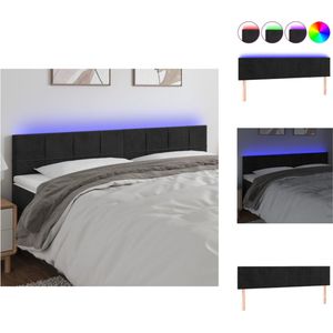 vidaXL Hoofdeind LED Zwart - 200x5x78/88 cm - Verstelbaar - Zacht fluweel - Kleurrijke LED-verlichting - Snijdbare LED-strip - Incl - montagehandleiding - USB-aansluiting - Bedonderdeel