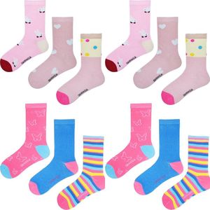Kindersokken 12 paar - Meisjes - Roze - Blauw - Maat 27-30