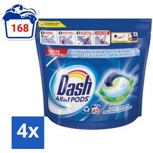 Dash - Witter dan Wit - Wasmiddel Capsules - All-in-1 Pods - Witte Was - 42 Wasbeurten - Voordeelverpakking - 4 stuks