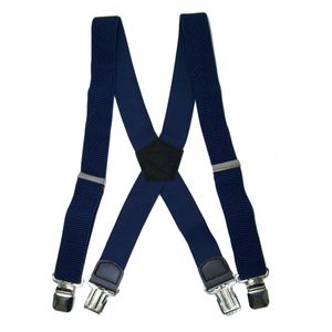 Donkerblauw bretels met vier stevige sterke brede stalen clips