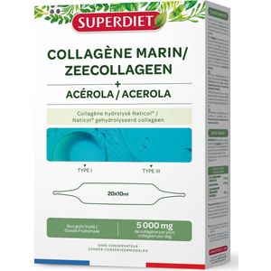 Super Diet Collageen Marin + Acérola Ampoules - 20x10ml - 5000mg Collageen per Dag met Vitamine C - Zeecollageen