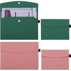 Belle Vous (4 Pak) Groen/Roze Polyester Vezel Bestandsmappen - Papieren Document/Briefhouder Envelop Zakken - Portfolio Opslag Map voor Kantoor, School & Bedrijf
