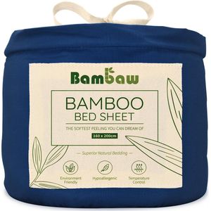 Bamboe Laken | Eco Laken 160 bij 200cm | Blauw marine | Luxe Bamboe Beddengoed | Hypoallergeen laken | Puur Bamboe Viscose Rayon hoeslaken| Ultra-ademende Stof | Bambaw