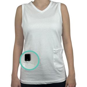 Diabetes V-Hals Hemd Wit maat XS – Voor Diabetes Type 1 & 2 – Discreet voor Insulinepomp (ook AP pomp) – Alternatief voor Heuptasje, Riem of Band