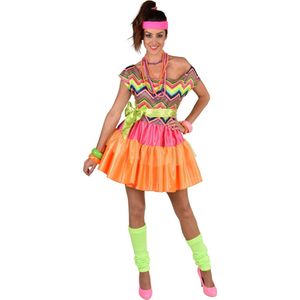 Magic By Freddy's - Jaren 80 & 90 Kostuum - Disco Tone Wave Tessa - Vrouw - Multicolor - XXL - Carnavalskleding - Verkleedkleding