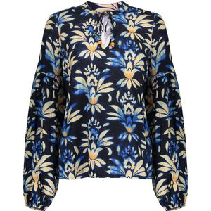 Geisha Blouse Top Met Tye Die Bloemenprint 43957 20 000675 Navy/apricot Dames Maat - XL