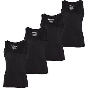 Apollo Singlet Dames Bamboo - Zwart onderhemd dames - 4 stuks -Maat M