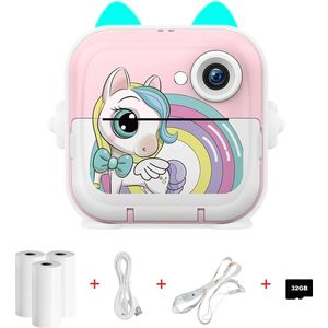 Kinder Hd Digitale Camera- Roze - foto printer - Camera -Speelgoed - 32G Geheugenkaart