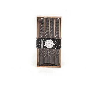 Gedraaide kaarsen Zwart 20 cm set van 4 - Twisted Candle – Twirl Candle -swirlkaarsen- Housevitamin