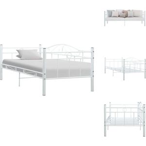 vidaXL Slaapbank - Metaal - 206 x 97 x 74.5 cm - Wit - Logeerbed en bank - Geschikt voor 90 x 200 cm matras - Montage vereist - Bed