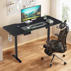 Elektrisch Zit Sta Bureau Hoogte Verstelbaar Elektrisch met bureaublad 140x60cm Zwart