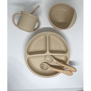 7 - Delig Babyservies set / Kinderservies set met Zuignap - Slabbetje - Baby bestek - Babyservies- kinderservies - Babybord anti slip BPA vrij Vaatwasserbestendig