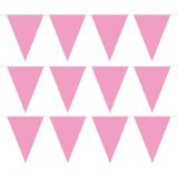 Pakket van 3x stuks vlaggenlijnen XXL licht roze 10 meter - Roze meisjes geboren/geboorte thema feestartikelen/versiering