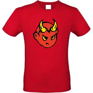 Halloween T-shirt kids rood met duivel | Halloween kostuum | feest shirt | enge outfit | horror kleding | maat 140