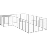 The Living Store Hondenkennel - Grote draadgaas hondenkooi - 330 x 440 x 110 cm - Waterbestendig dak
