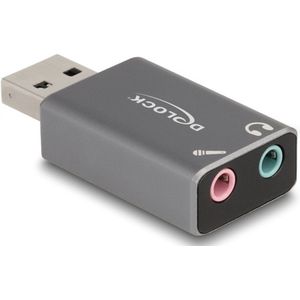 Delock 66633 - Externe USB-geluidskaart - Grijs - USB-A naar 2 x 3,5 mm