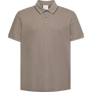 Calvin Klein - Poloshirt - Taupe - Korte Knoopsluiting - Polokraag