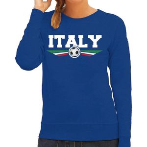 Italie / Italy landen / voetbal sweater met wapen in de kleuren van de Italiaanse vlag - blauw - dames - Italie landen trui / kleding - EK / WK / voetbal sweater S