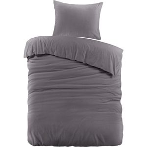Day Dream Uni Katoen - Dekbedovertrek - Eenpersoons - 140 x 200/220 - Antraciet