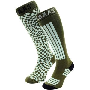 Poederbaas Skisokken - 2 paar - Olive Green - Maat 35/38