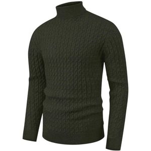Slim Fit Schildpadhals Herentrui - Gedraaide Gebreide Trui - Effen Kleur - Warme Lange Mouwen - Wintermode XL