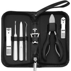 7-delige Manicure Set - Nagelknipper - Nagelschaar - Vijl - Nageltang & Tools voor Kalknagels en Ingegroeide Teennagels - zwart