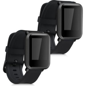 kwmobile 2x armband geschikt voor Huami Amazfit Bip S / Bip S Lite - Bandjes voor fitnesstracker in zwart / zwart